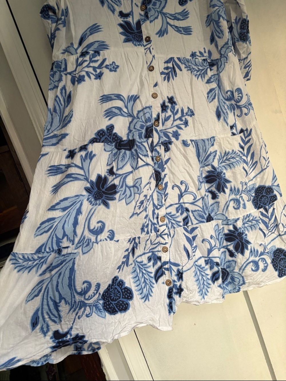 Mlle Gabrielle Blue & White Floral Tiered Midi Dress - Picture 4 of 14